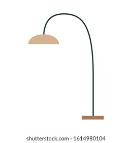 Floor standing lamp or torchere with lampshade icon flat cartoon vector illustration isolated on white background. Home electric lighting equipment and decor element.