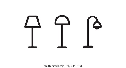Floor and street lamp icon set in outline style Vector