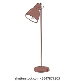 Floor or table lamp in hand drawn sketch style with pastel colors and black outline for home use

