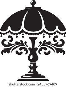 Floor and table lamps vector illustration of black silhouettes white background