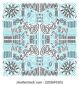 Floor tile design decor. Ceramic tile. Vector hand drawn illustration. Abstract line shapes.