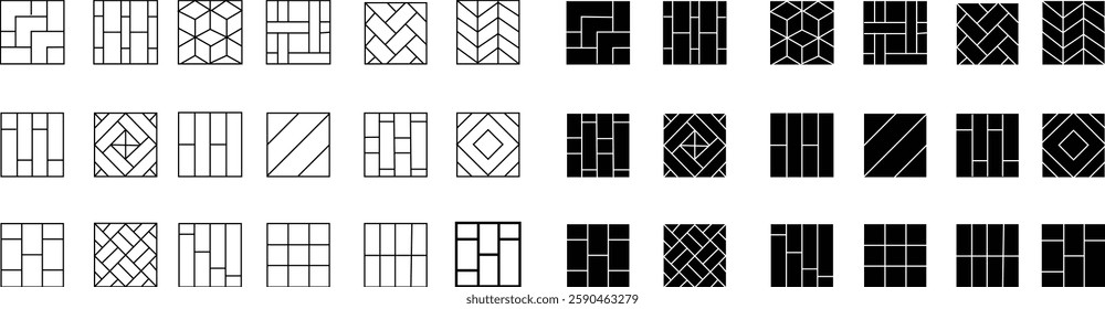 Floor tile icon set Design pattern geometric texture decoration graphic designs element Simple seamless abstract surface clean Flooring vector icons can be used for web and mobile graphic design, logo