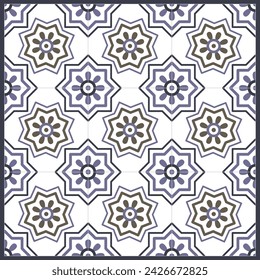Azulejo de suelo oriental España colección sin costuras Portugal cerámica geométrica Vector arabesco