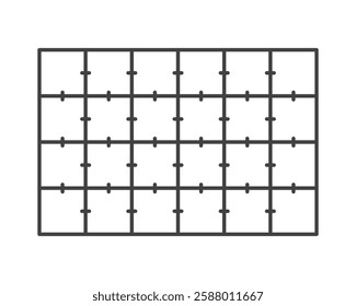 Floor tile outline icon after laying isolated on white background. Wall tile pattern, simple shape. Vector illustration