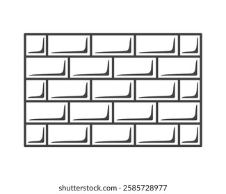 Floor tile outline icon isolated on white background. Wall tile pattern with texture, simple shape. Vector illustration