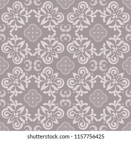 Floor tiles ornament gray vector pattern print. Neutral colors geometric floral hexagonal seamless backdrop.