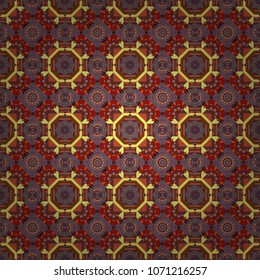 Floor tiles, porcelain ceramic tile, geometric seamless pattern for surface and floor, marble floor tiles. Vector abstract background in yellow, brown and red colors.