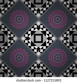 Floor tiles, porcelain ceramic tile, geometric seamless pattern for surface and floor, marble floor tiles. Vector abstract background in gray, black and white colors.