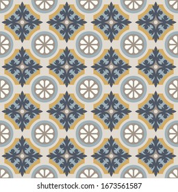 Floor tiles - seamless vintage pattern with quatrefoils. Seamless vector background. Plain colors - easy to recolor.
