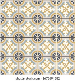 Floor tiles - seamless vintage pattern with quatrefoils. Seamless vector background. Plain colors - easy to recolor.