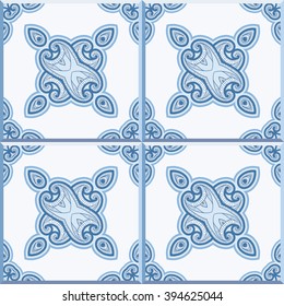 Floor tiles - seamless vintage pattern with cement tiles. Seamless vector background. Vector illustration.