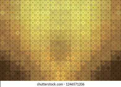 Floor tiles vintage pattern with cement tiles. Seamless vector background. Vector illustration. Retro colors yellow-brown and black.