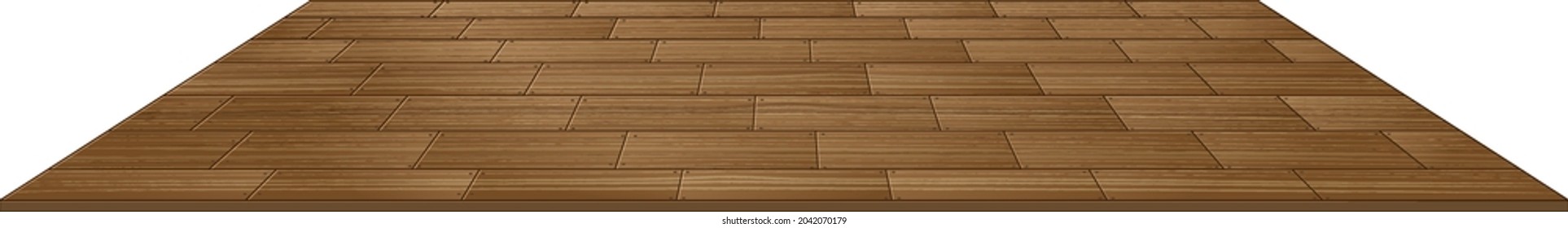 Floor tiles with wooden pattern on white background illustration - Shutterstock ID 2042070179