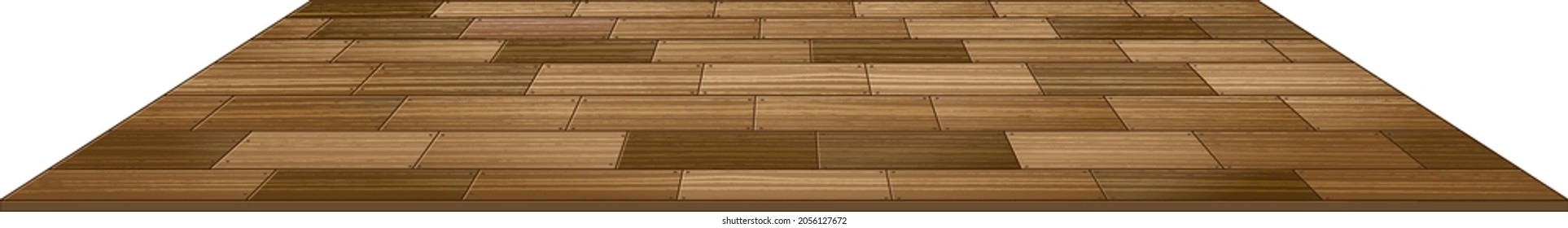 Floor tiles with wooden pattern on white background illustration