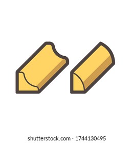 Floor trim molding vector icon. Consist of quarter round and reducer. Edging or strip of wood, metal, aluminium to cover expansion gap i.e. baseboard to floor surface, wood transition and doorway. 