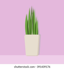 Floor vase with green plant vector eps 10 design element