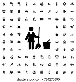 Floor Wash Icon. Set Of Filled Cleaning Icons.