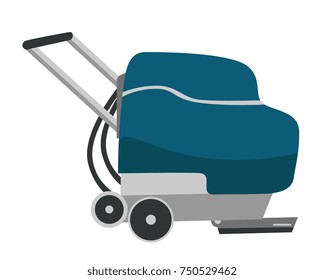 Floor washing and buffing machine. Floor care and cleaning service. Vector cartoon illustration isolated on white background.