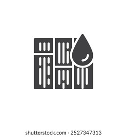 Piso com ícone vetor gota d'água. sinal plano preenchido para conceito móvel e web design. Ícone de glifo impermeável de piso. Símbolo, ilustração de logotipo. Gráficos vetoriais