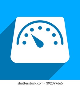 Floor Weight Meter long shadow vector icon. Style is a flat floor weight meter iconic symbol on a blue square background.