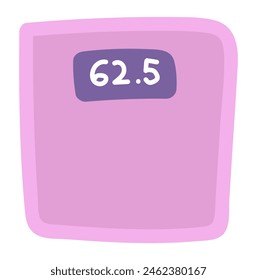 Floor weight scale in flat design. Weighing body tool with display. Vector illustration isolated.