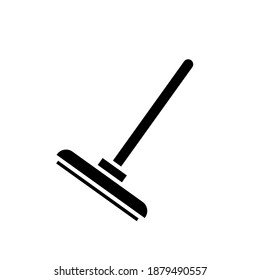 Floor wiper cleaner with handle vector glyph icon design