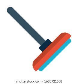 Floor wiper cleaner with Plastic Black handle vector Flat icon design, Window and Glass Mirror Cleaning Equipment on White background