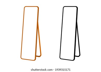 Floor wooden frames mirrors shapes set . Vector illustration.