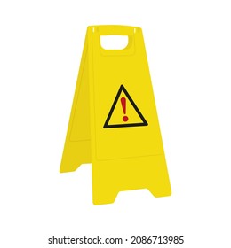 Signo de advertencia de peligro amarillo del suelo sobre fondo blanco
