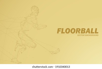 Floorball background, lines create a player with stick. Vector illustration