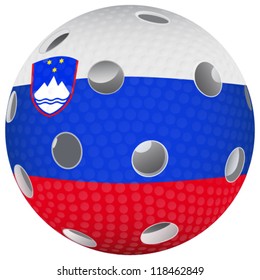 Floorball ball with the flag Slovenia