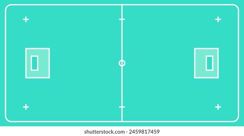 Pista de Floorball con línea sobre fondo verde. Concepto deportivo