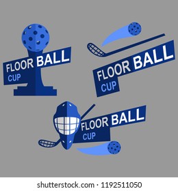 floorball cup logo vector illustration