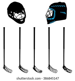 floorball equipment for a logo or a cup on a white background