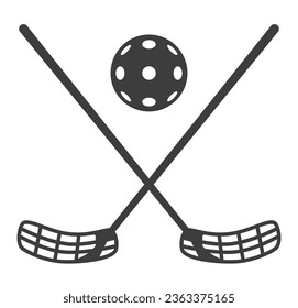 Floorball icon in simple isolated vector. Floorball stick and ball.	