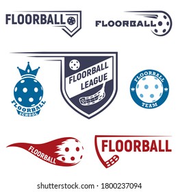 Floorball logo for team and trophy cup on a white background