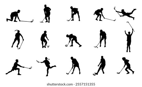 floorball silhouette vector on white background