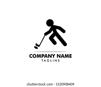 Floorball sport logo icon design vector template