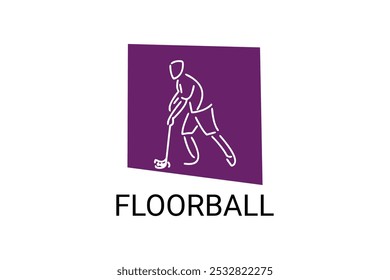 floorball sport vector line icon. an athlete playing floorball. sport pictogram, vector illustration.