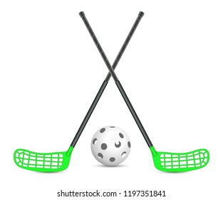 Floorball sticks with ball