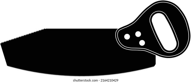 Floorboard saw isolated vector black silhouette on white background. This saw is used for cutting various types of floorboards either before they have been laid or afterward.