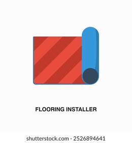Ícone ou logotipo de cor plana do Flooring Installer. Símbolo ou assinatura no tema de serviços de reparação e manutenção de casa. Ilustração vetorial editável.