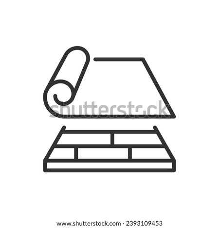 Flooring, layers of flooring, linear icon, carpet, carpet or linoleum on flooring. Line with editable stroke