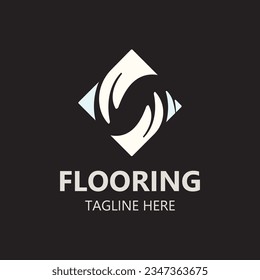 Diseño del logotipo del suelo, edificio de tiendas de negocios elegante del vector de capa personalizado