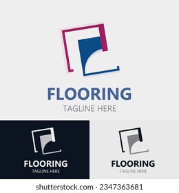 Diseño del logotipo del suelo, edificio de tiendas de negocios elegante del vector de capa personalizado