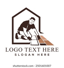 Plantilla de diseño de logotipo de suelo. Logo del negocio del manitas del suelo.