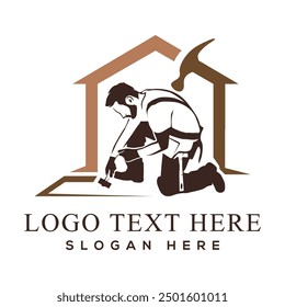 Flooring logo design template. Flooring handyman business logo.