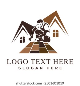 Flooring logo design template. Flooring handyman business logo.