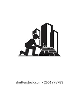 Flooring logo design template. Flooring handyman business logo.