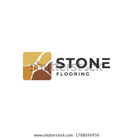 Flooring logo inspiration with stone element. Interior / furniture design template